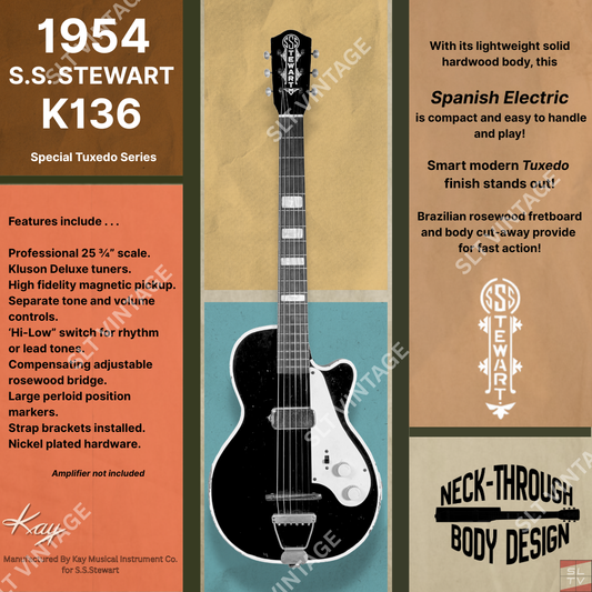 1954 Kay SS Stewart K136 Tuxedo Variant w/ OG Geib SSC - SUPER RARE!