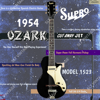 1954 Supro 1523 Ozark Cut-Away Jet - Factory Strap, New Gator HSC - RARE!