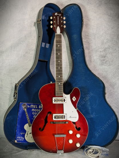 1968 Harmony H54 Rocket II Cherry Burst w/ OG Geib SSC, 10’ Cord and Extras